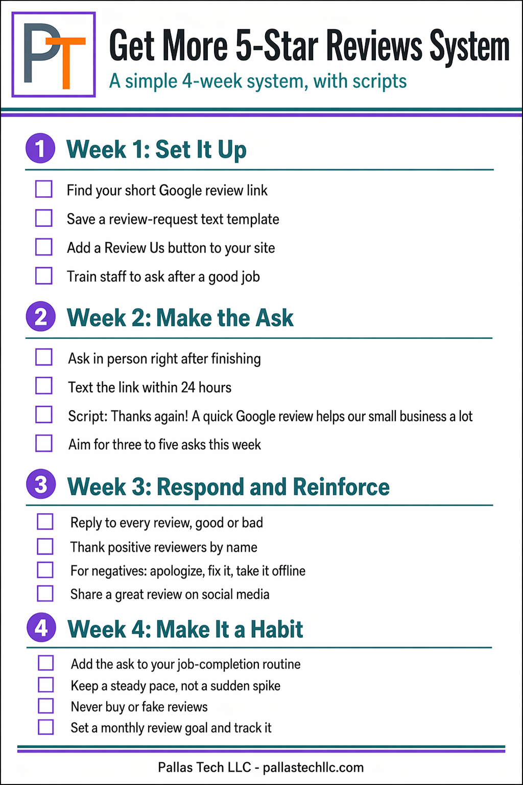Preview of the Get More 5-Star Reviews System printable